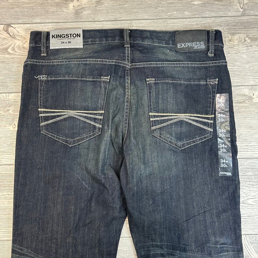 Express 34x30 Kingston Classic Fit Bootcut Jeans Dark Wash Indigo NWT